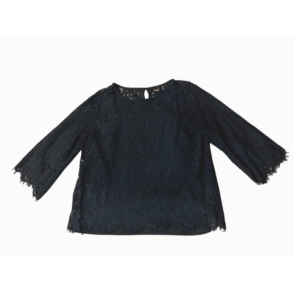 Rafaella Blouse Womens L Used Black Floral Lace Attached Cami - Picture 4 of 16